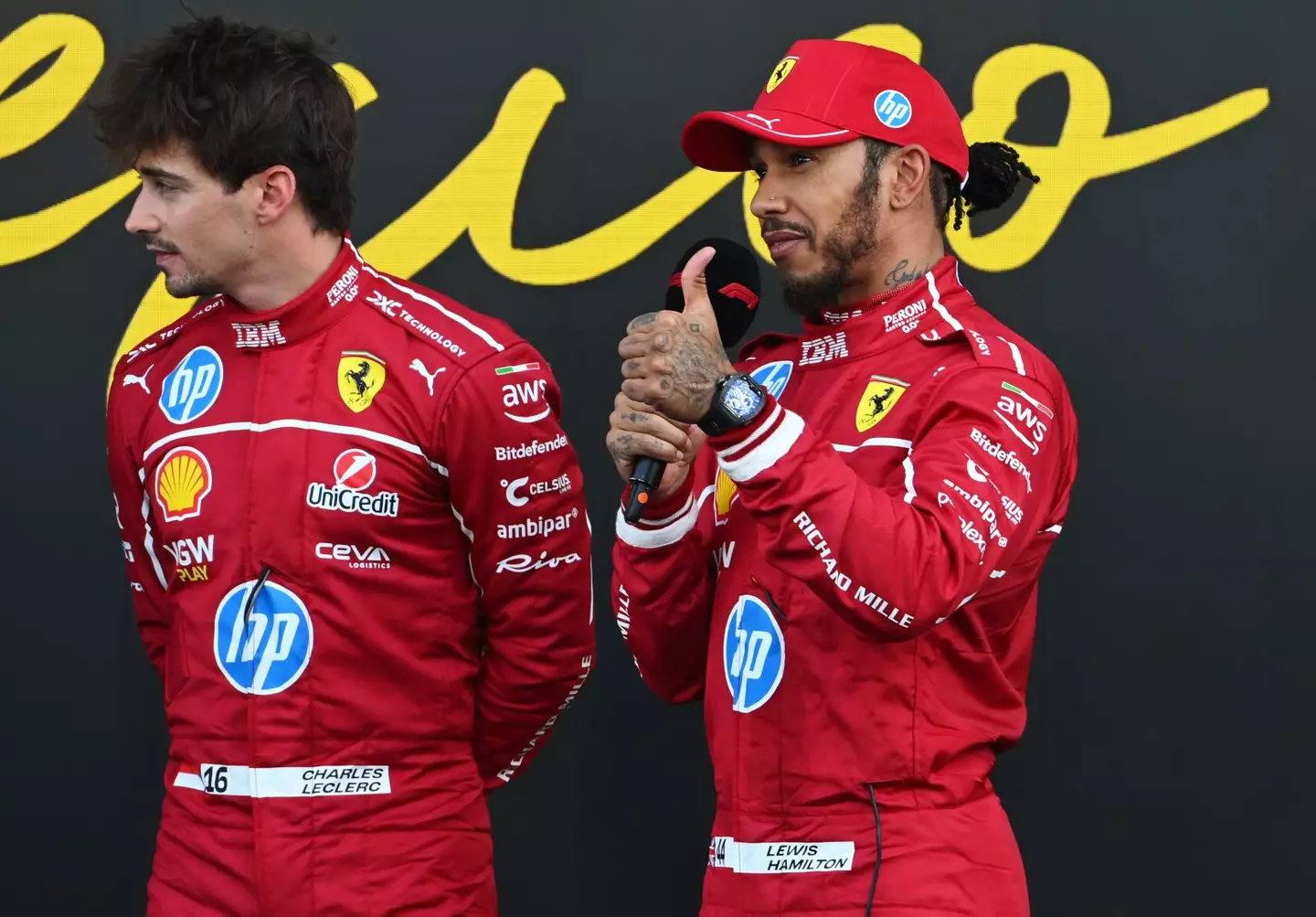 Charles Leclerc and Lewis Hamilton (Image: Getty)