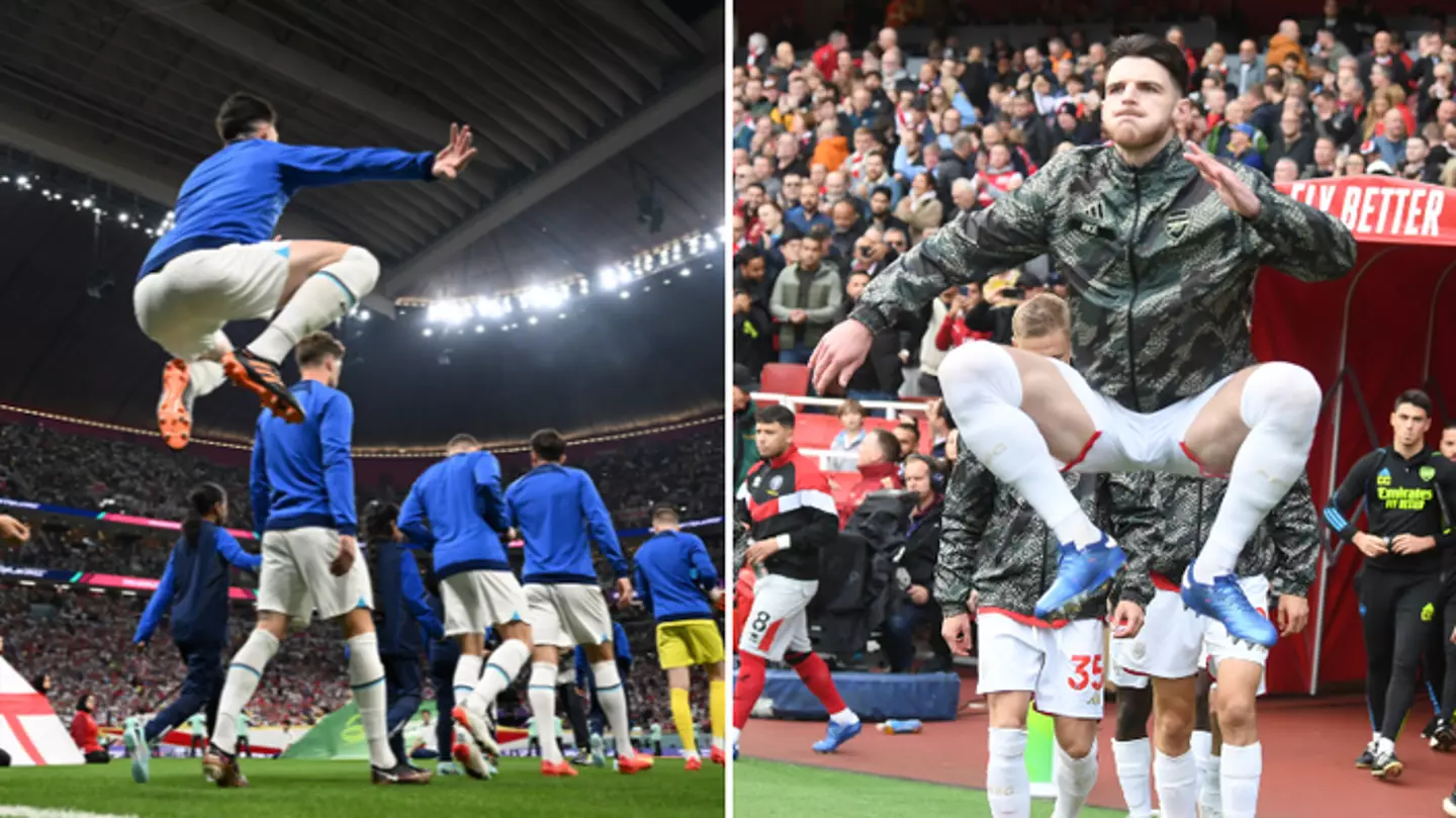 Declan Rice responds after fans spot his bizarre pre-match routine for Arsenal and England