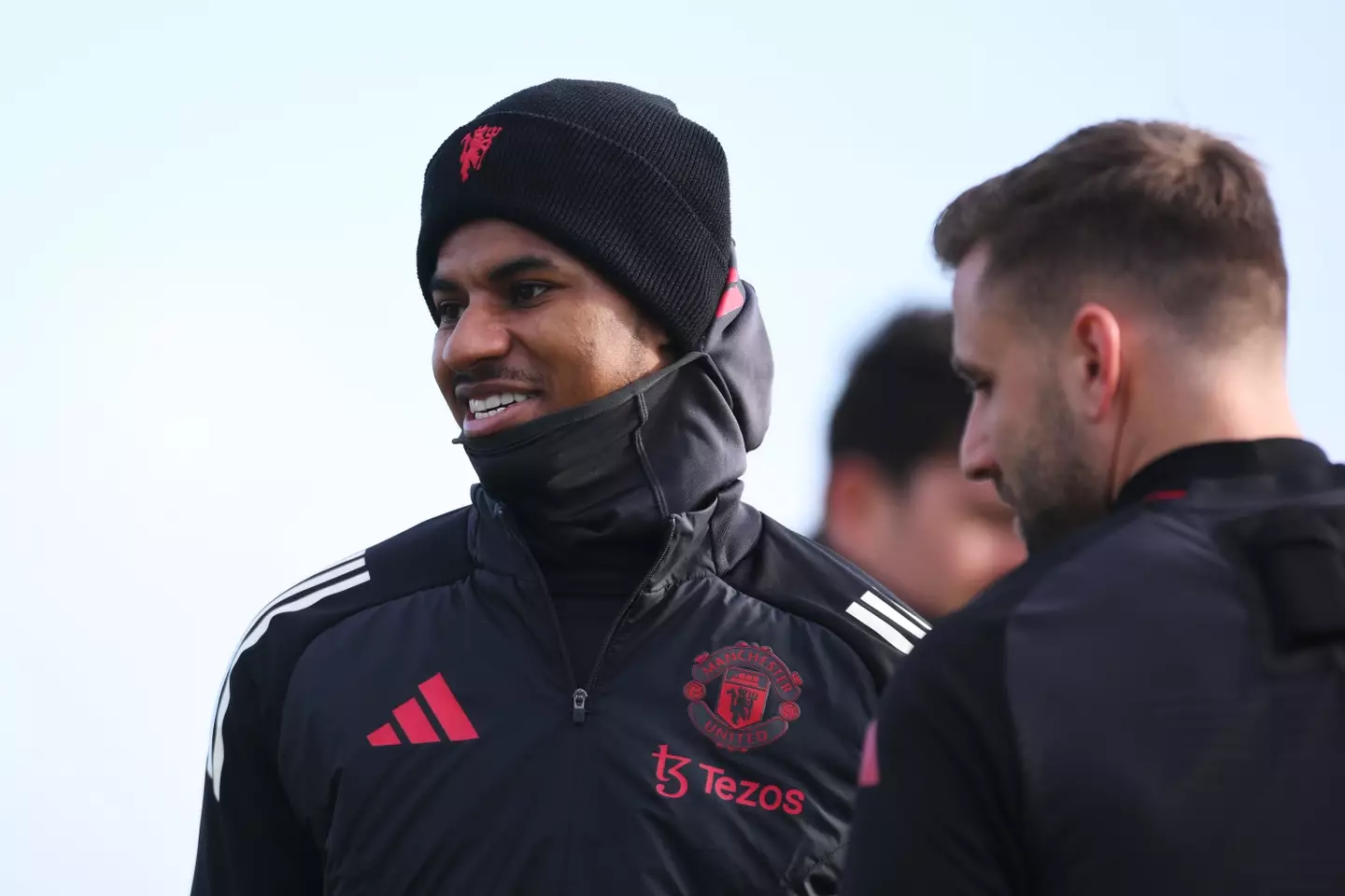Marcus Rashford during a Manchester United training session. Image: Getty