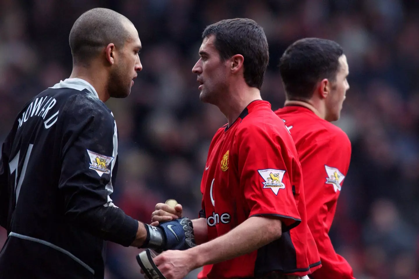 Howard and Keane during a game against Manchester City. (Image