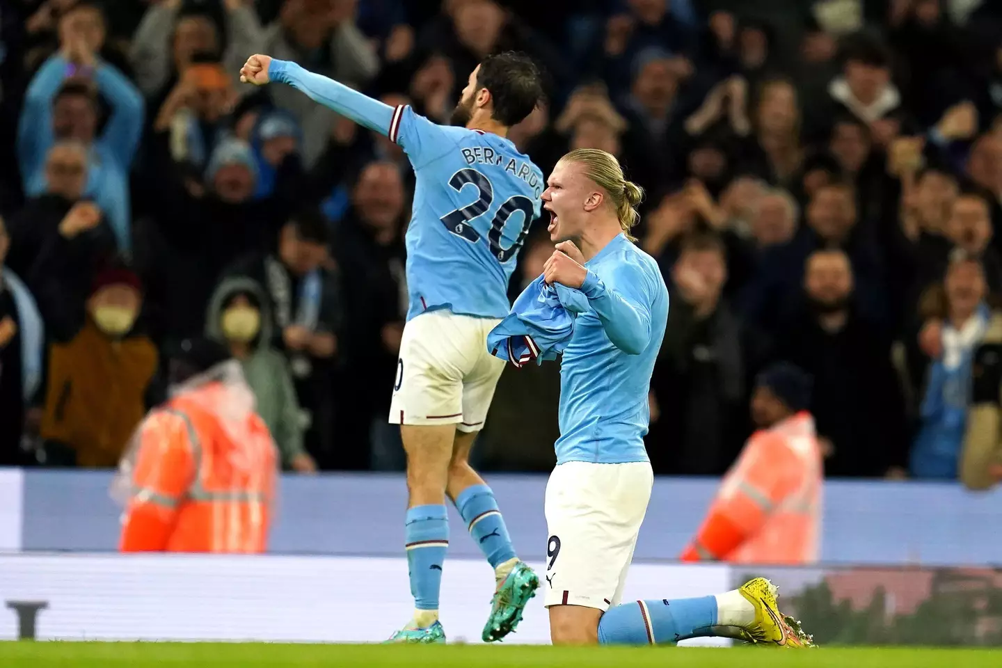Erling Haaland celebrates scoring (Image: PA Images/Alamy)