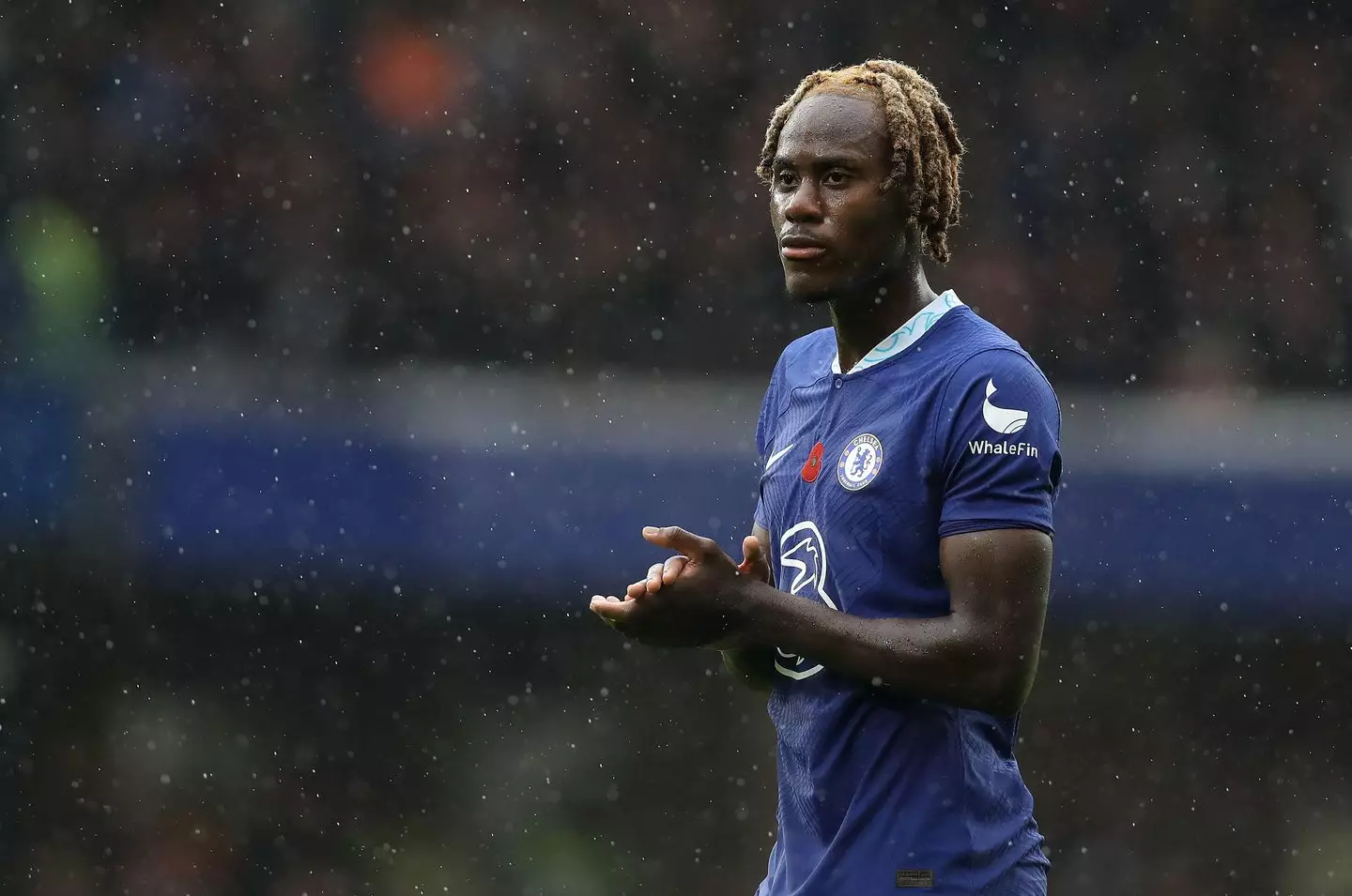 Trevoh Chalobah of Chelsea applauds the crowd after during the Premier League match at Stamford Bridge. (Alamy)