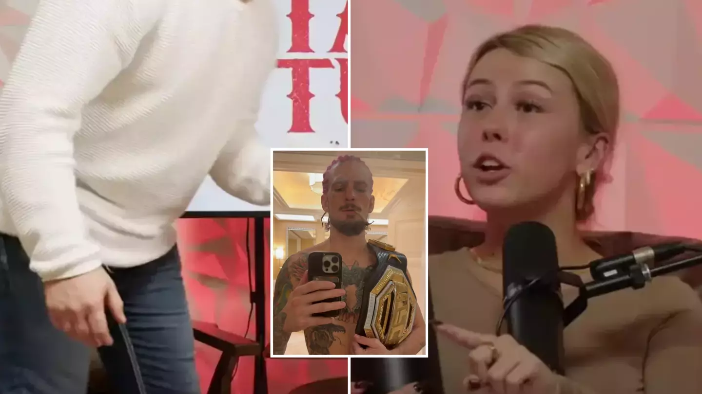 Hawk Tuah girl's boyfriend makes his feelings clear on Sean O'Malley sliding into her DMs in awkward podcast episode