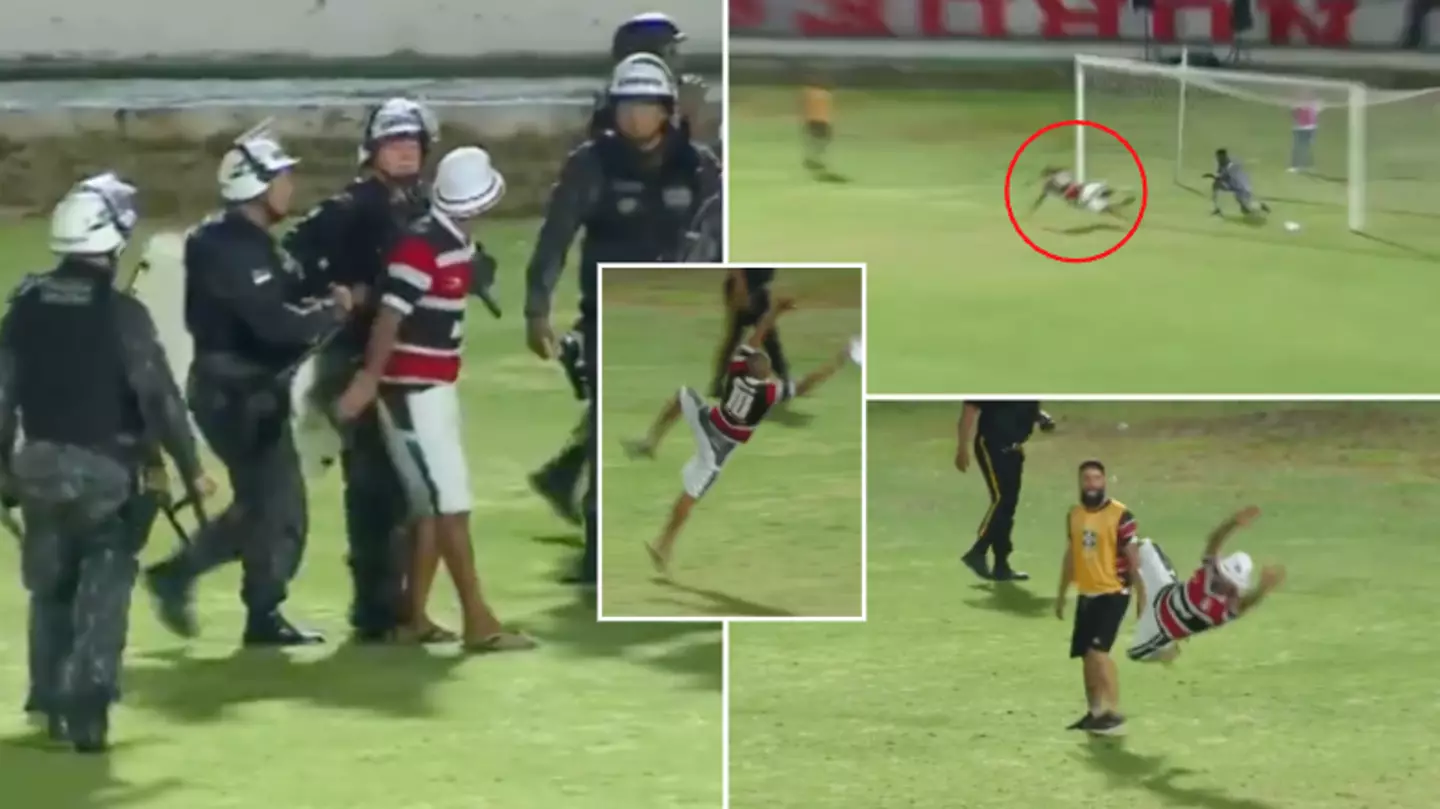 The Incredible Moment Fan Invades Pitch To Show Goalkeeper How To Save Shots, Ends Up Getting Arrested