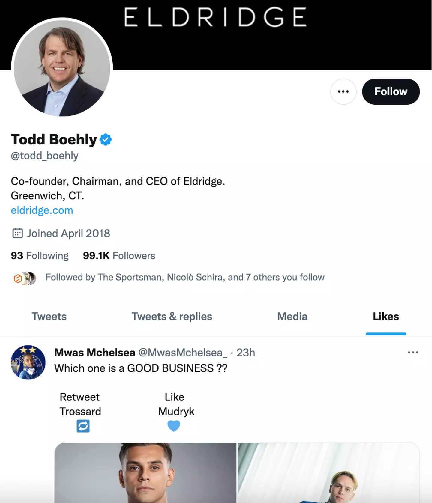 Boehly made his feelings known. Image: Twitter