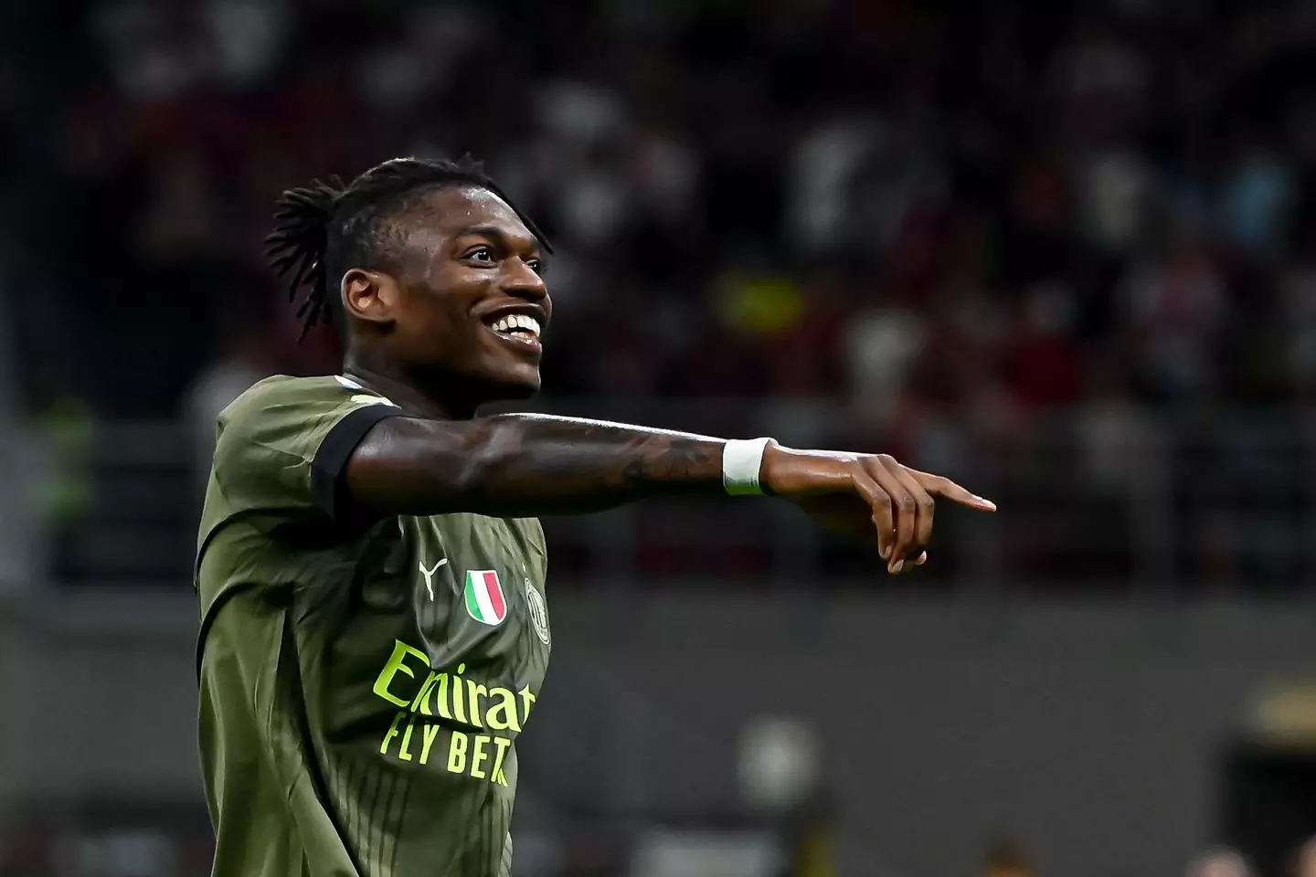 Rafael Leao celebrates his goal for AC Milan. (Alamy)