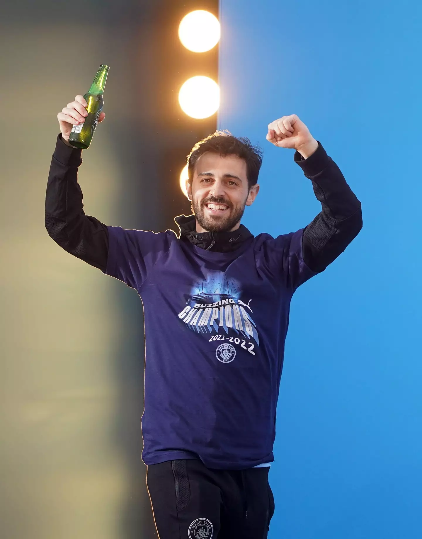 Bernardo Silva during Manchester City's title celebrations (Image: Alamy)