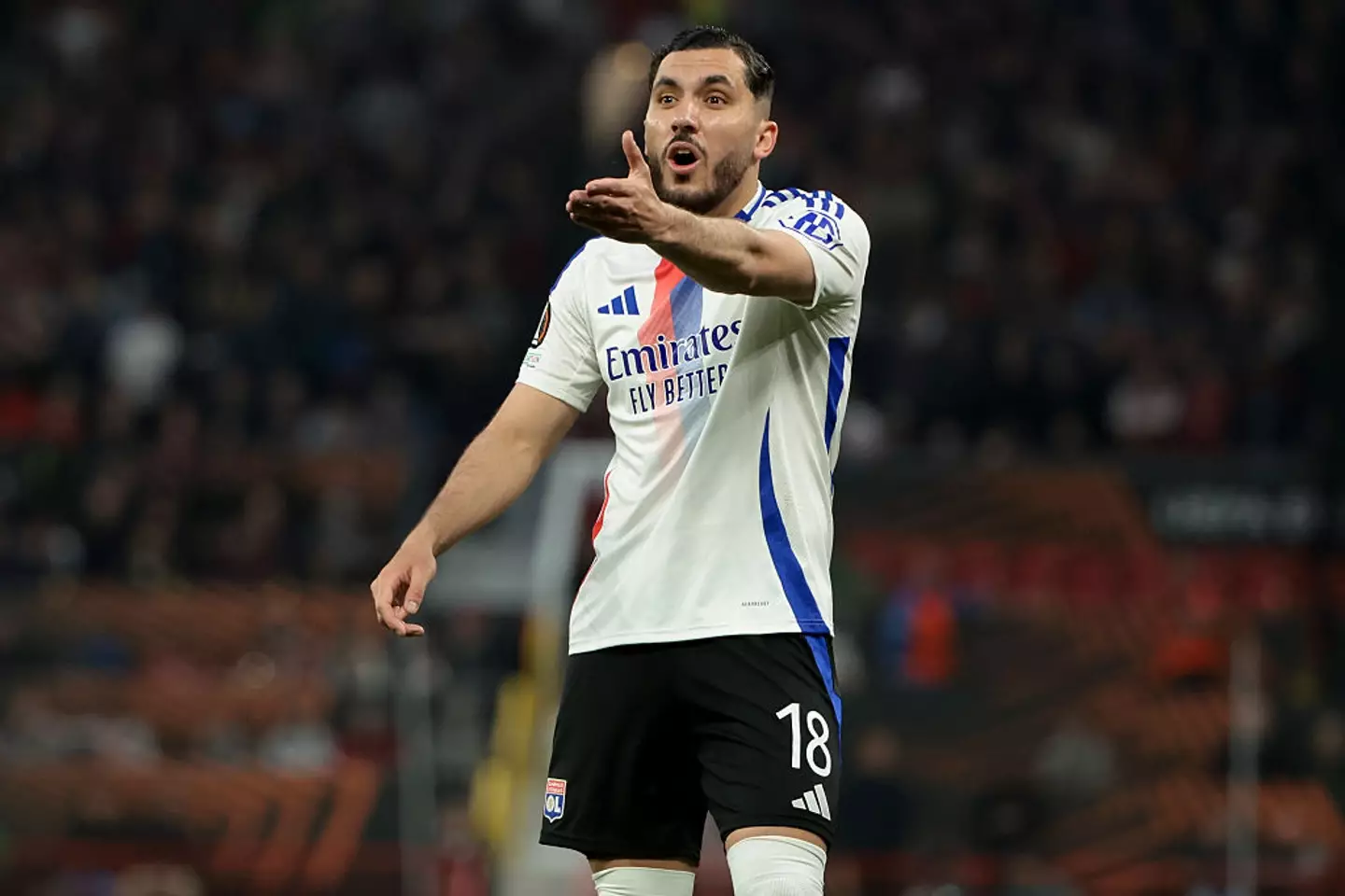 Manchester United fans are not happy with Rayan Cherki following their clash with Lyon in the Europa League. (Image: Getty)