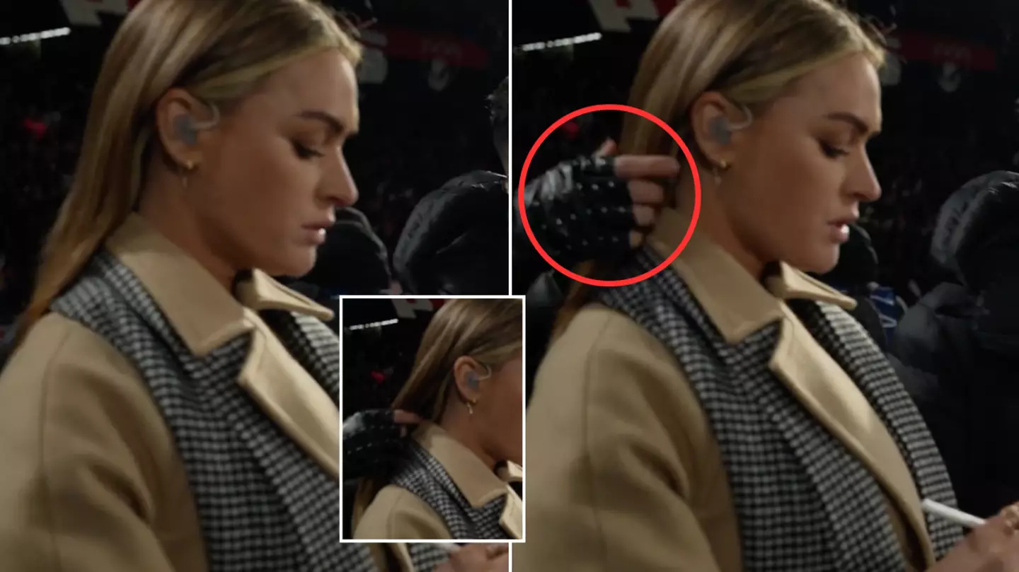 Fans are confused after noticing bizarre Laura Woods moment on pitchside footage of PSG vs Newcastle