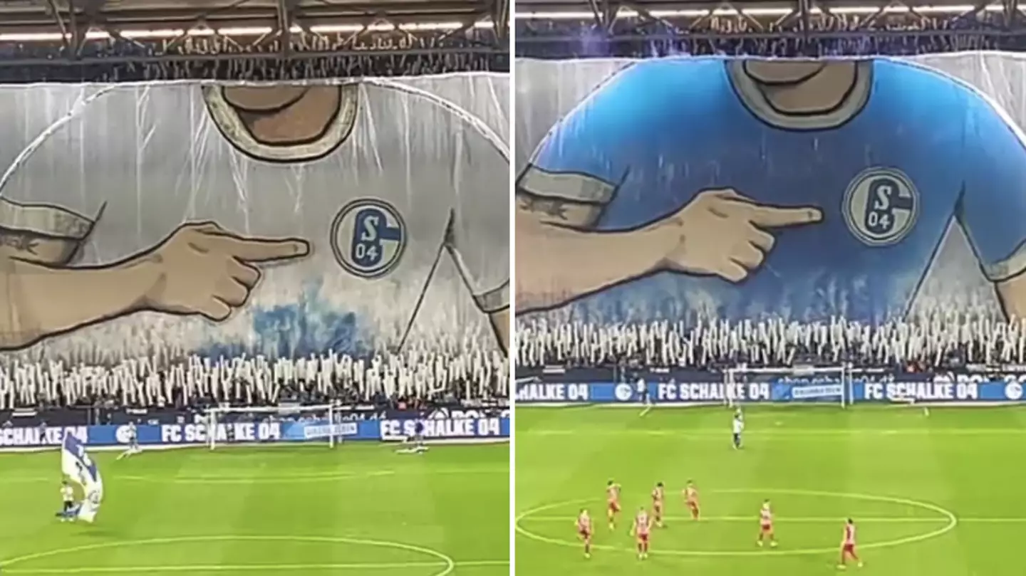 Schalke's incredible tifo display turned white shirt into blue, it's the best ever seen