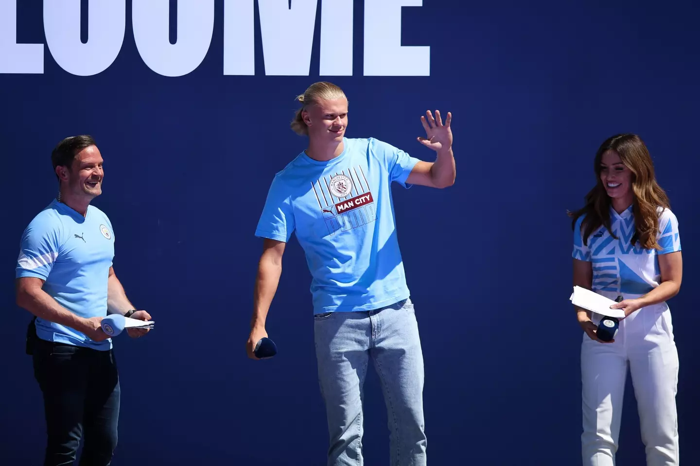 Erling Haaland at his Man City unveiling (Sportimage / Alamy)