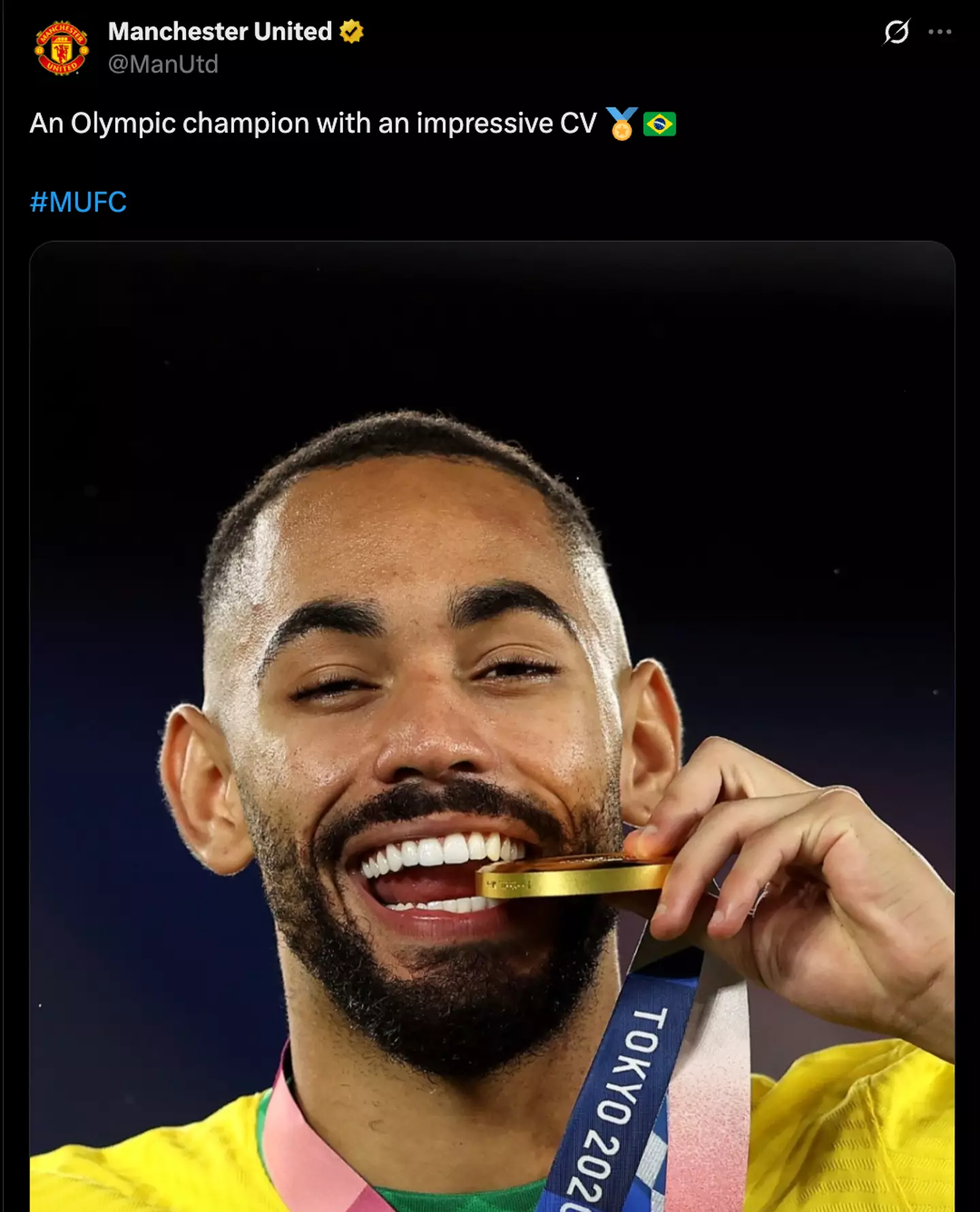 Man Utd have signed Matheus Cunha from Wolves (Image: Twitter/@ManUtd)