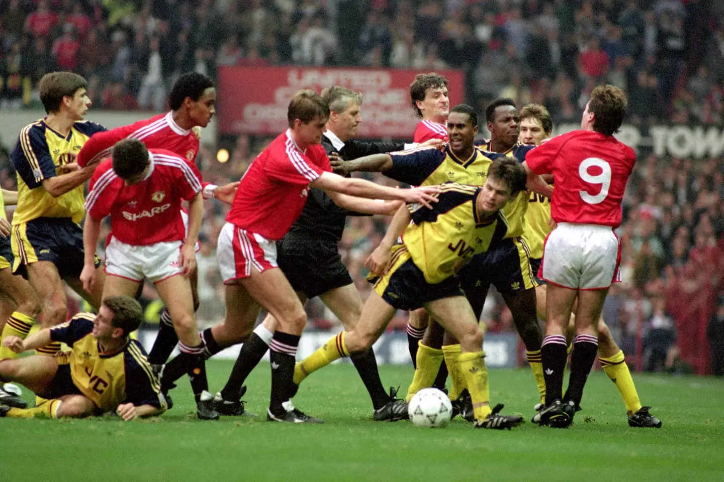 A fight between Arsenal and United led to points deductions in 1990. Image: PA Images