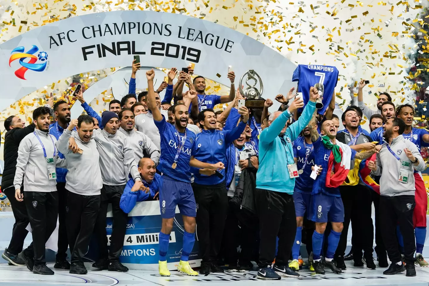 Al Hilal celebrating Asian Champions League success in 2019.