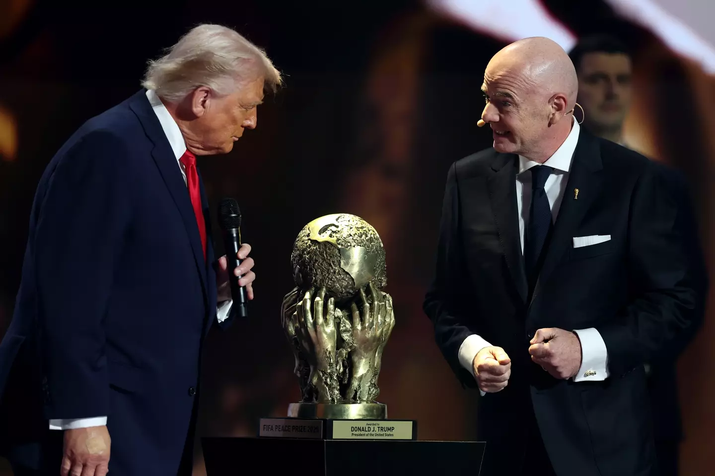 Trump was awarded FIFA's new peace prize at the draw for next year's World Cup. Image credit: Getty