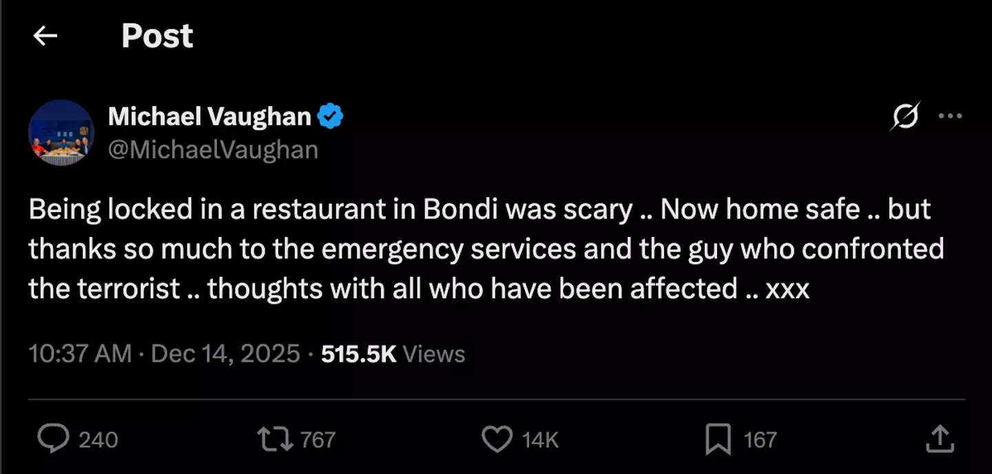 Image: Twitter/@MichaelVaughan