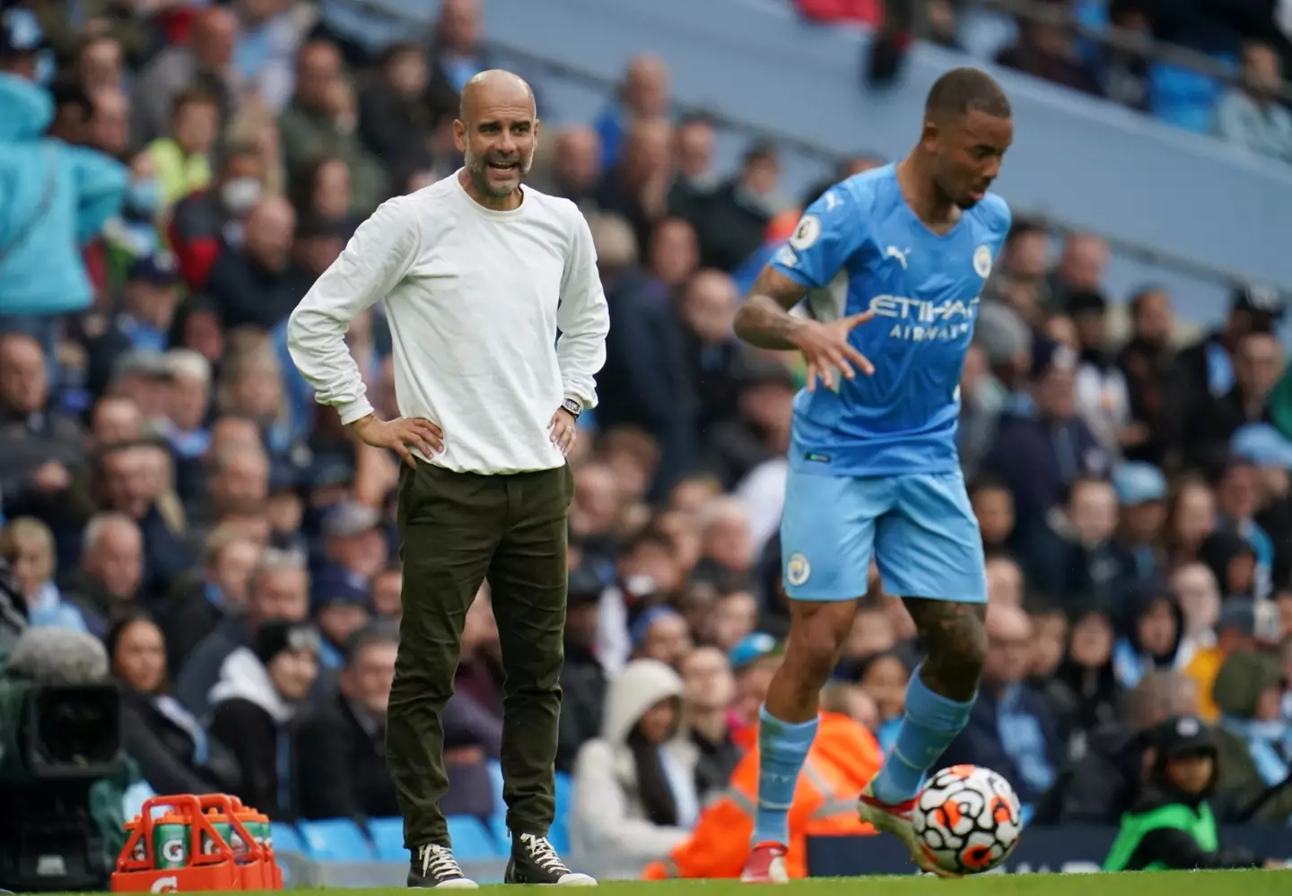 Guardiola on the touchline for Manchester City