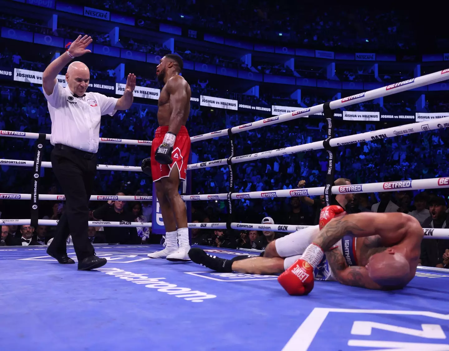 Anthony Joshua stopped 'The Nordic Nightmare' in the seventh round. (