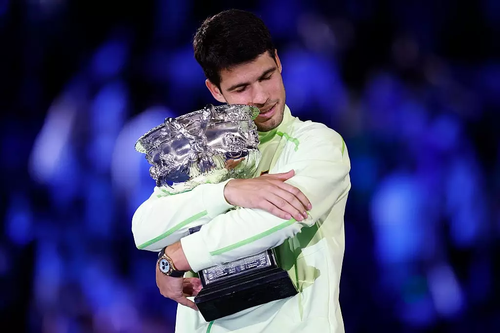Carlos Alcaraz beat Novak Djokovic in the Australian Open final. (Image: Darrian Traynor/Getty Images)