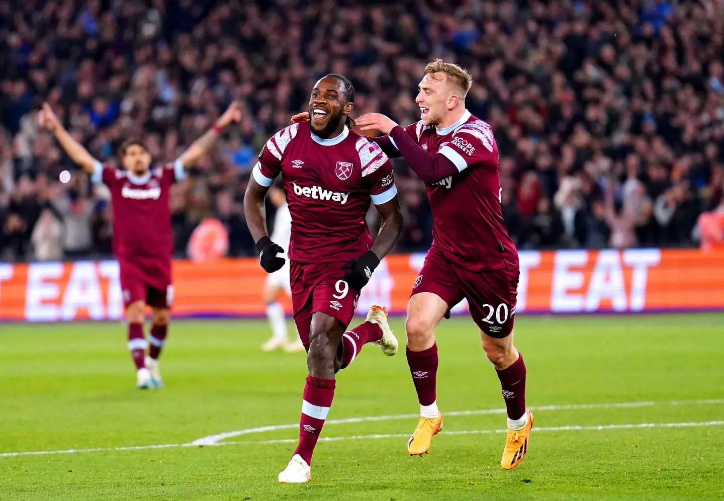 Antonio celebrates scoring. Image: Alamy