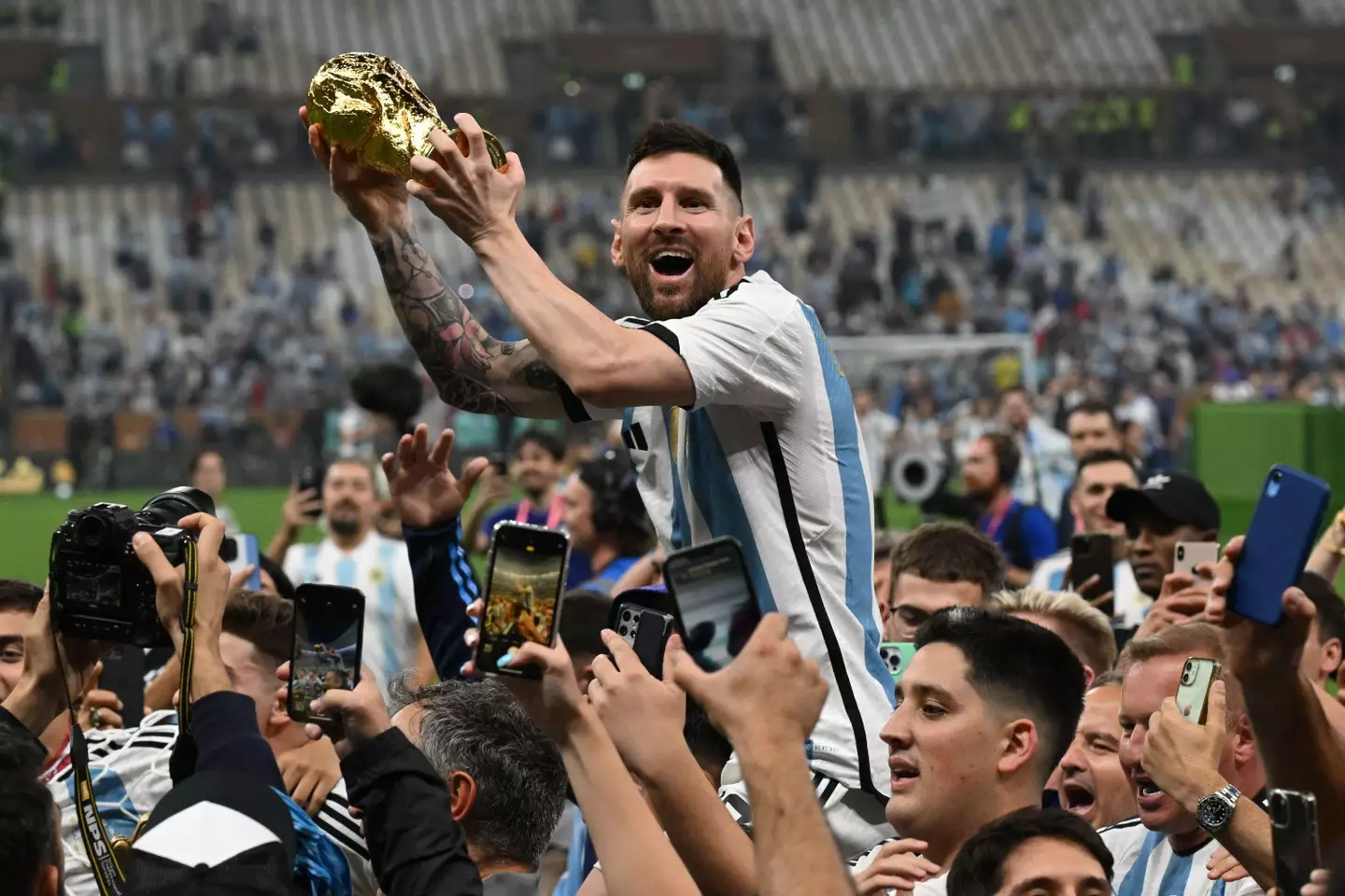 Messi lifting the World Cup. (Image