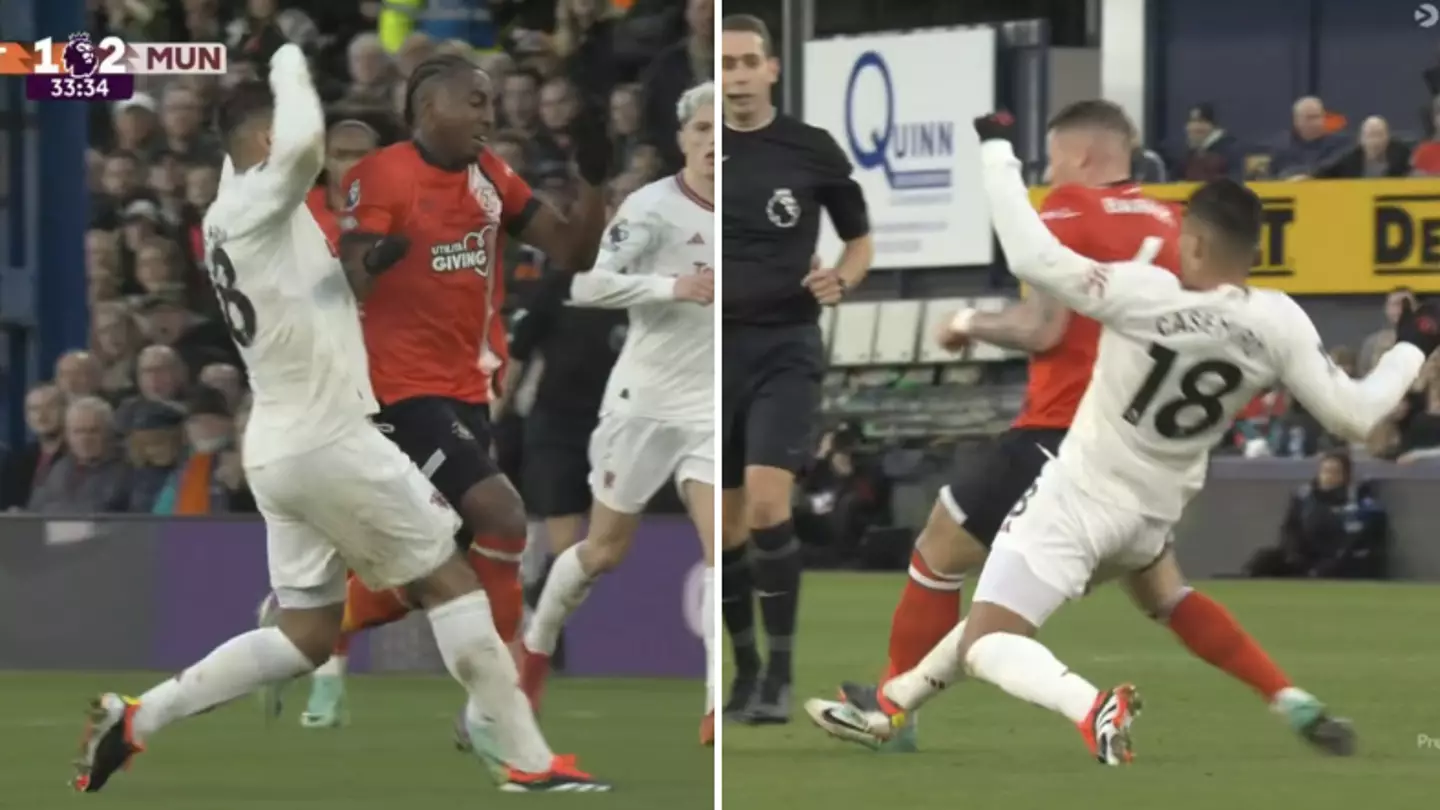 Fans can't believe Casemiro wasn't shown a second yellow card against Luton