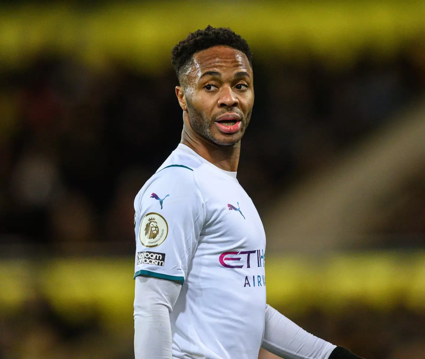 Raheem Sterling for Manchester City against Norwich City (Image: Alamy)