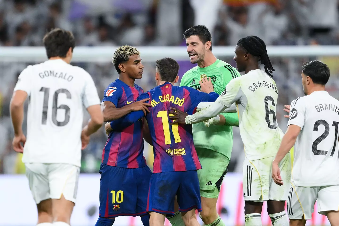 It was a fiesty El Clasico in Sunday (Image: Getty)