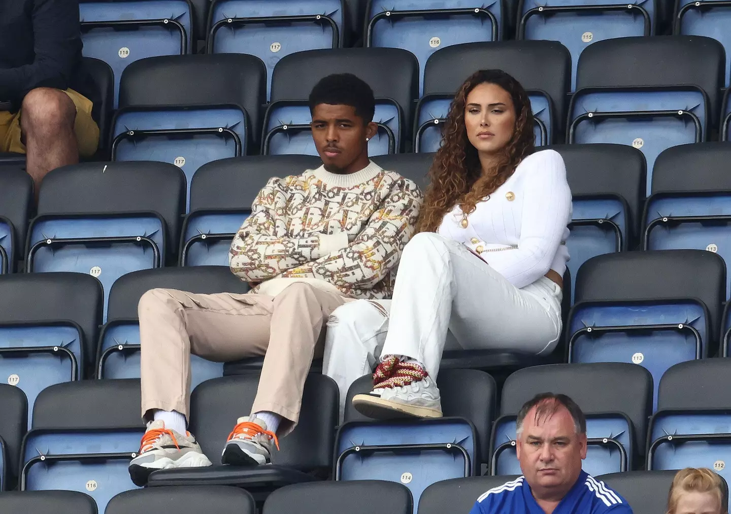 Wesley Fofana watching on from the stands at King Power Stadium. (Alamy)
