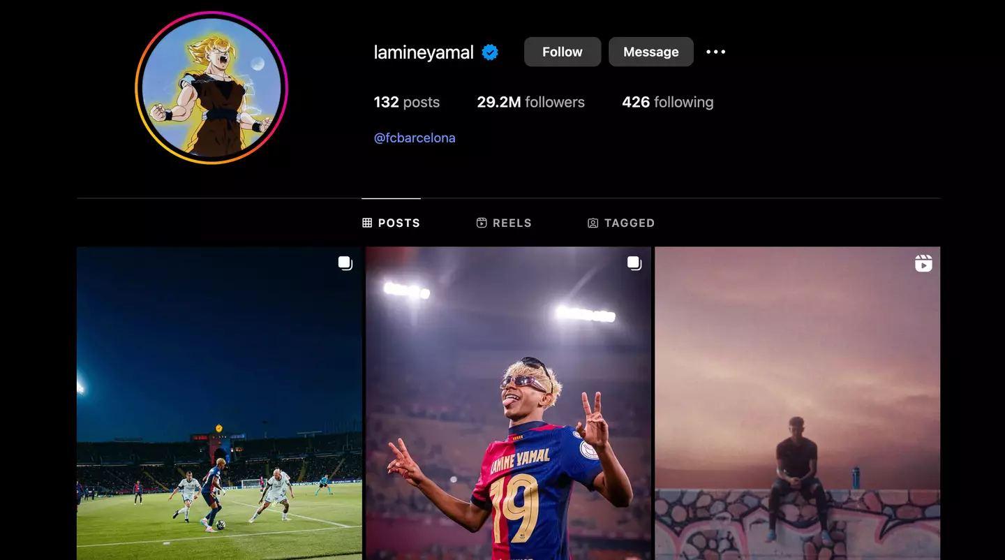 Lamine Yamal's new Instagram profile (Image: Instagram)