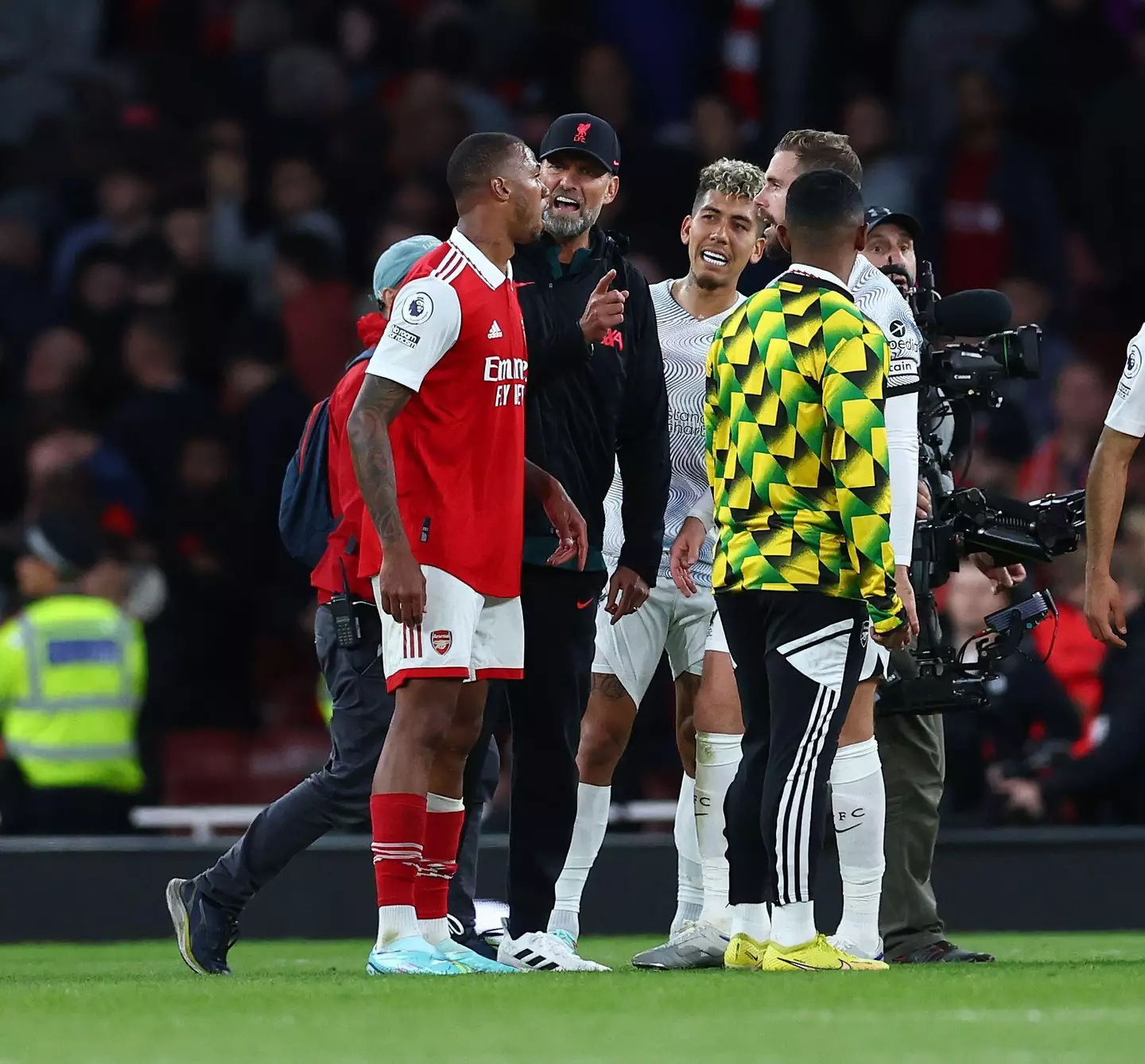 The pair were also involved in an angry exchange after the final whistle (Image: Alamy)