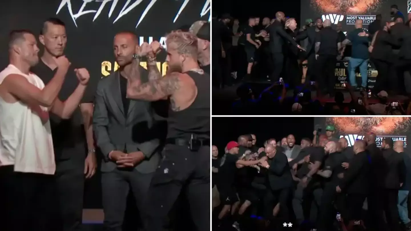 BREAKING: Huge brawl breaks out at Jake Paul vs Nate Diaz press conference