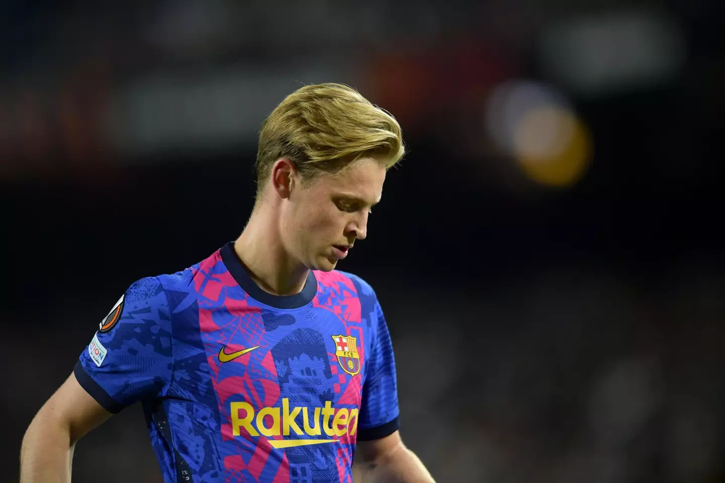 Frenkie de Jong at Barcelona in a Europa League fixture last season |