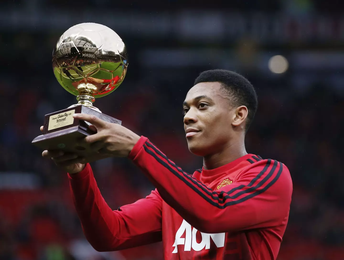 Anthony Martial receives the Golden Boy award in 2015. (Manchester United)