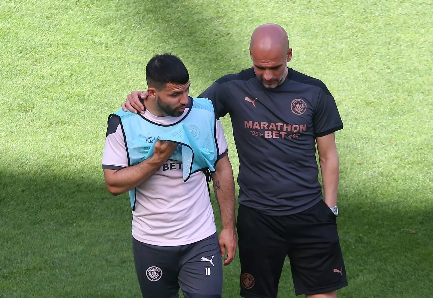 Sergio Aguero and Pep Guardiola