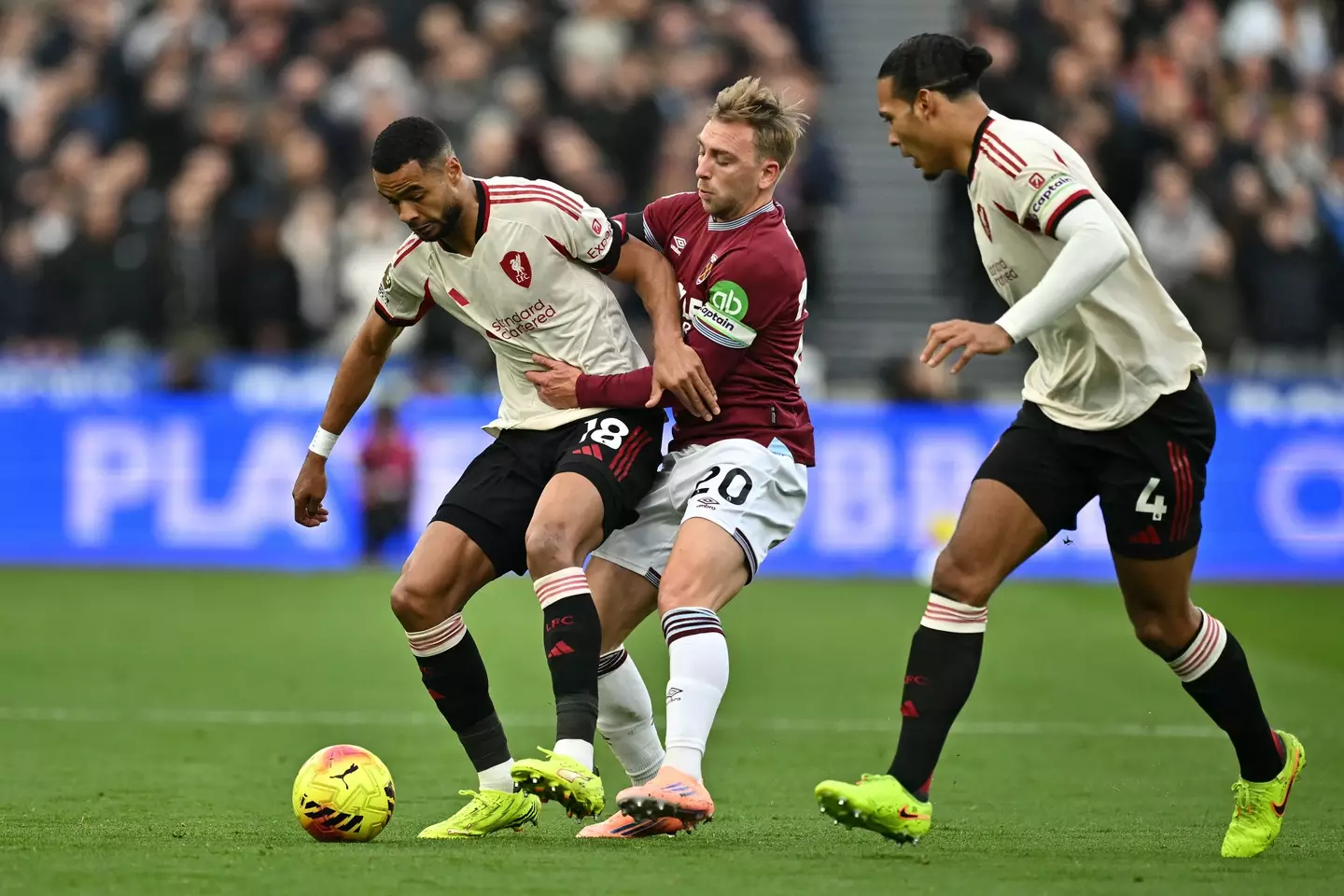 Cody Gakpo in action against West Ham United. Image: Getty