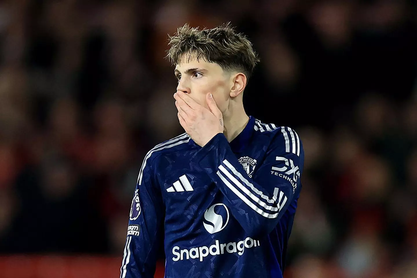 Alejandro Garnacho was dropped by Ruben Amorim for the 2-1 win over City back in December. (Image: Getty)