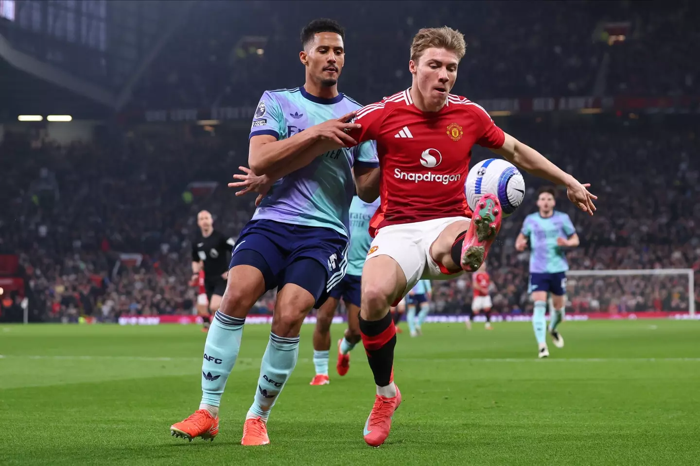 Rasmus Hojlund struggled as Manchester United drew with Arsenal. Image: Getty
