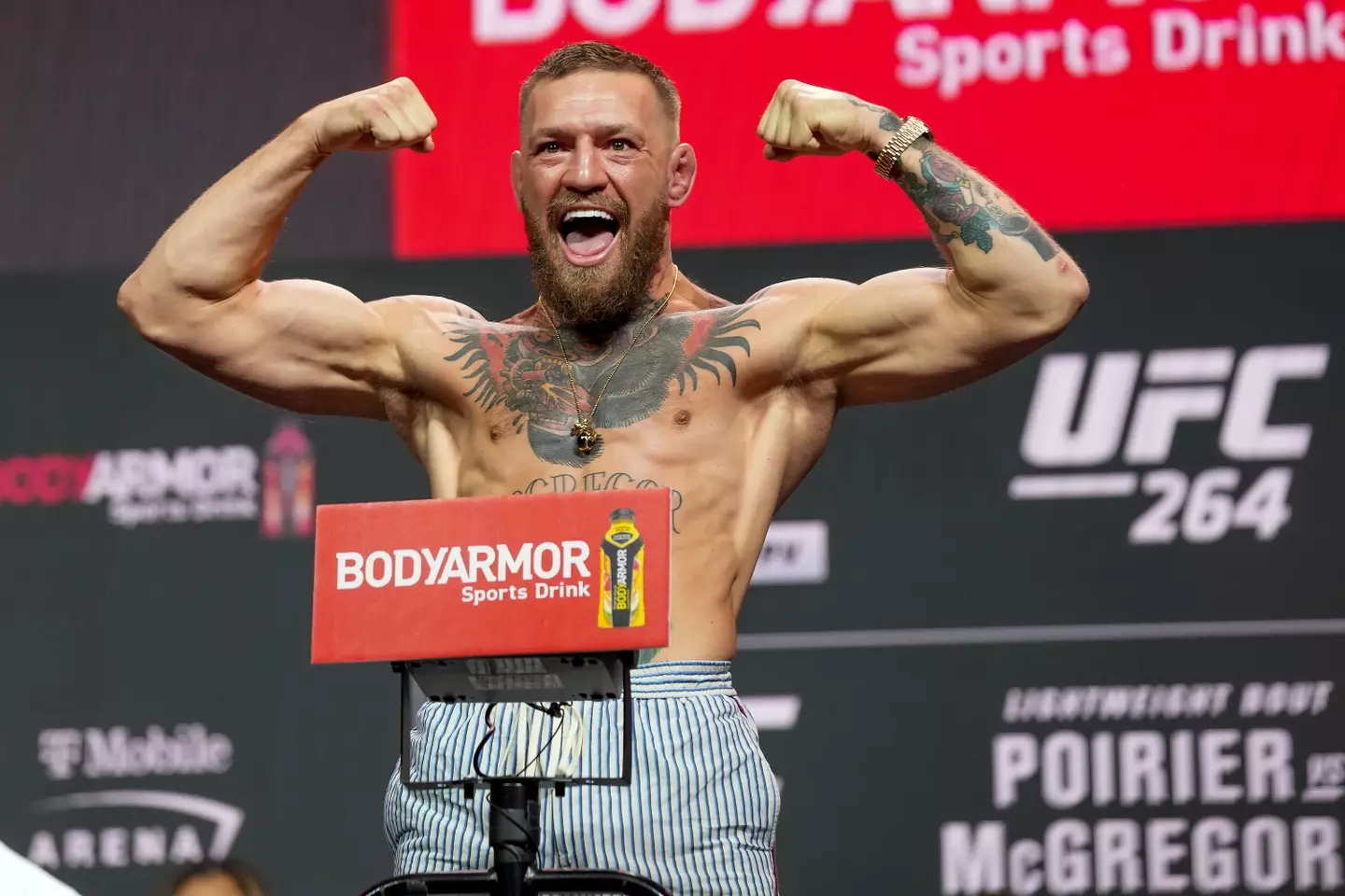 Conor McGregor weighing in for UFC 264. Image: Getty