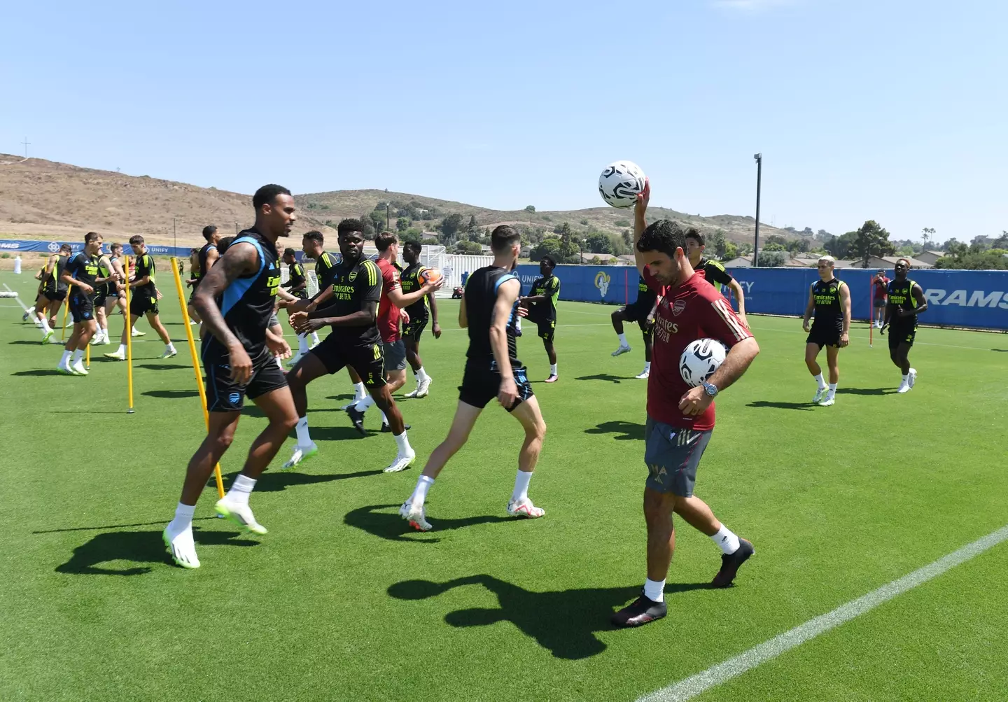 Arsenal players in training. Image: Getty