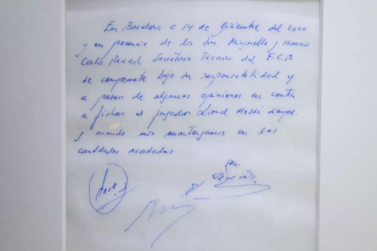 Messi's famous first contract was later sold in an auction in London. (Image: Getty)