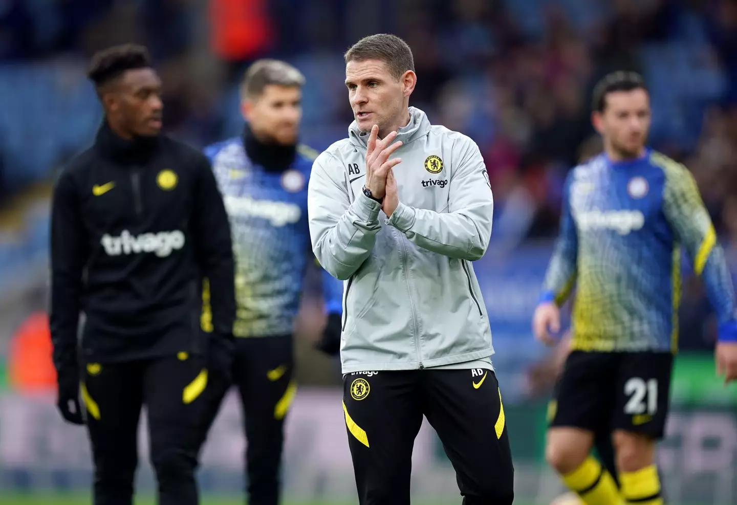 Chelsea assistant coach Anthony Barry ahead of a Premier League match. Image: Alamy 