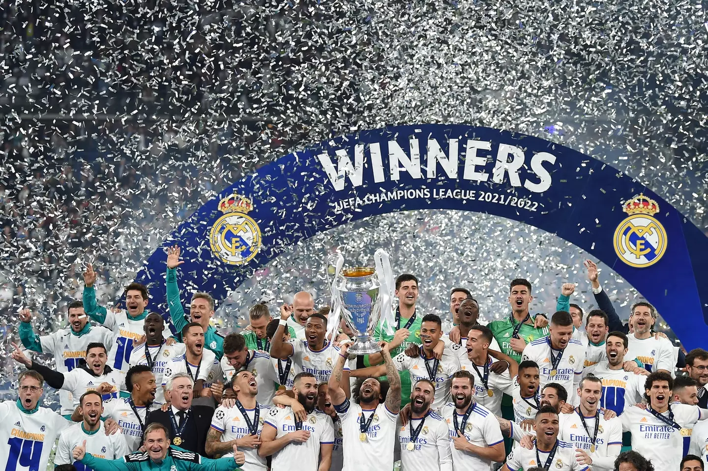 Real Madrid celebrate winning the Champions League in 2022. Image: Getty