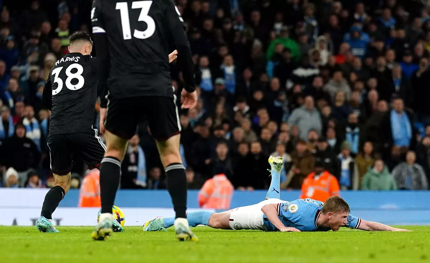 De Bruyne was fouled late on. (Image