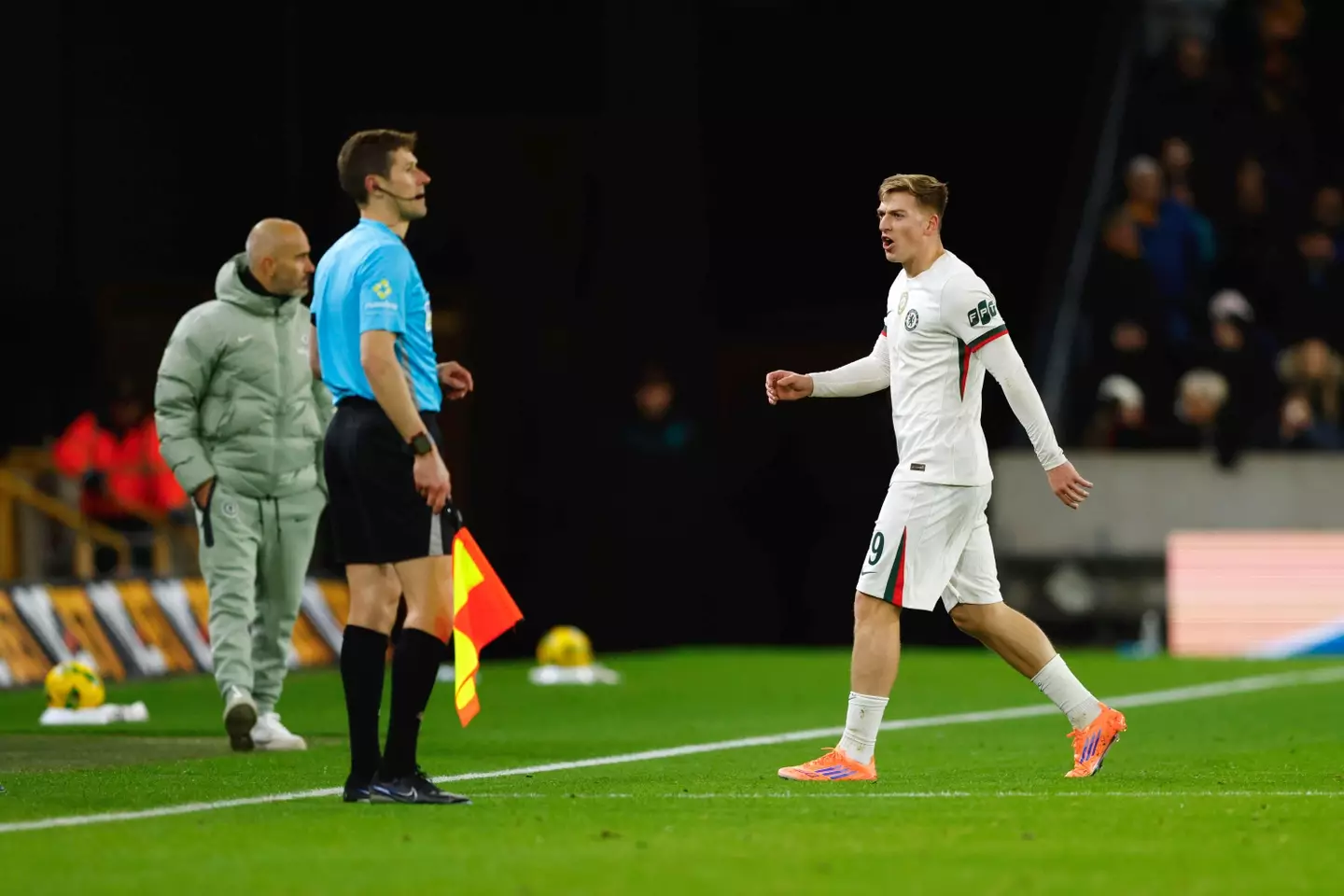 Liam Delap's red card against Wolves angered Enzo Maresca. Image: Getty