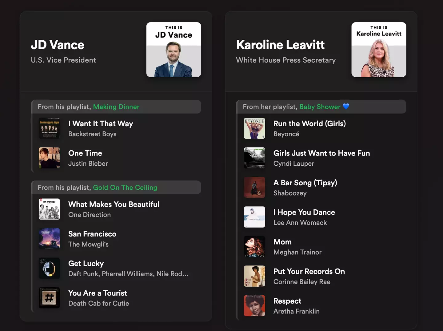 The site titled ‘Panama Playlists’ is making some bold claims about the US vice president’s music tastes (Panama Playlists)