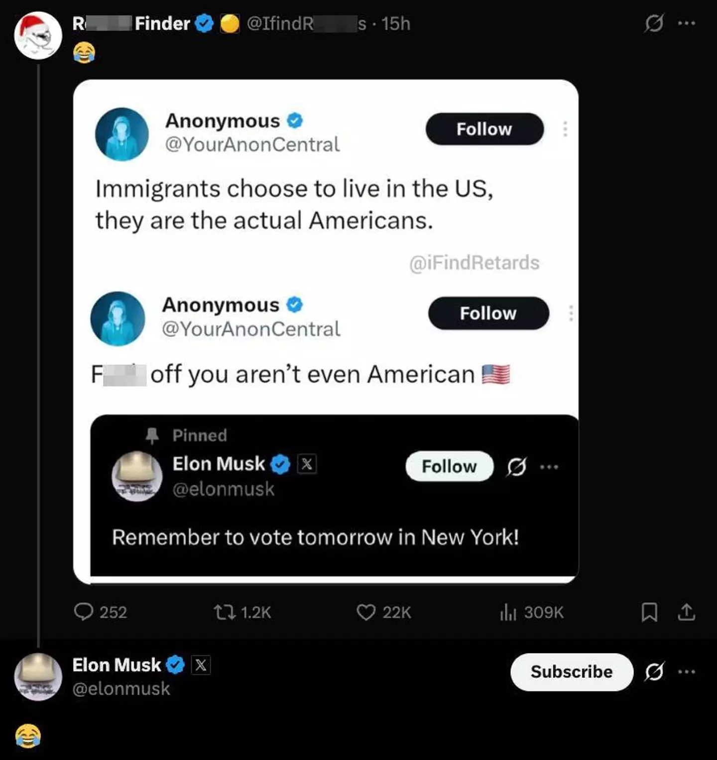 Anonymous and Musk continue to exchange barbs (X)