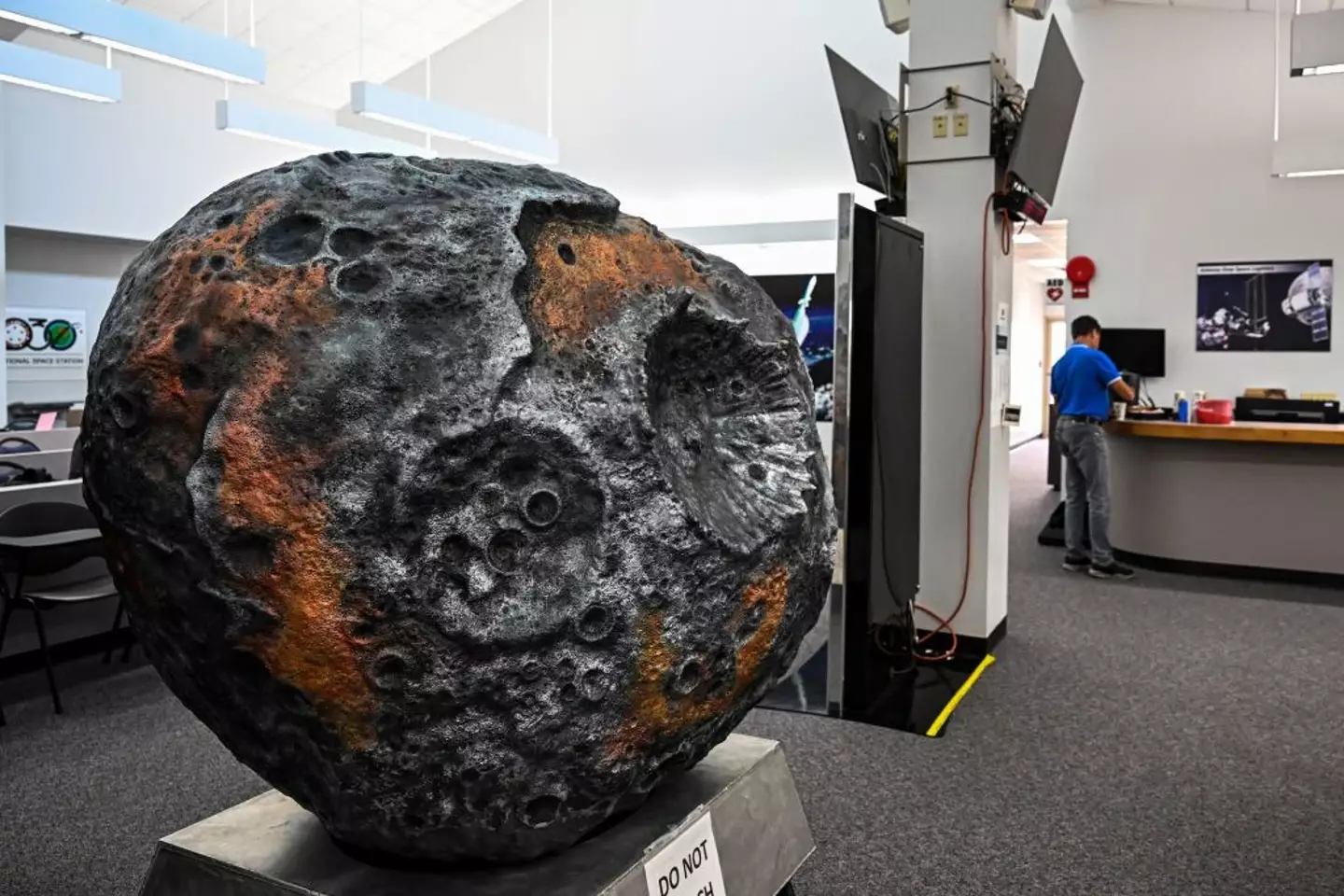 A model of 16 Psyche at the Kennedy Space Center (CHANDAN KHANNA/Contributor/Getty)