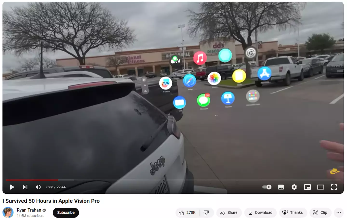 YouTuber Ryan Trahan wore the Apple Vision Pro for a weekend.