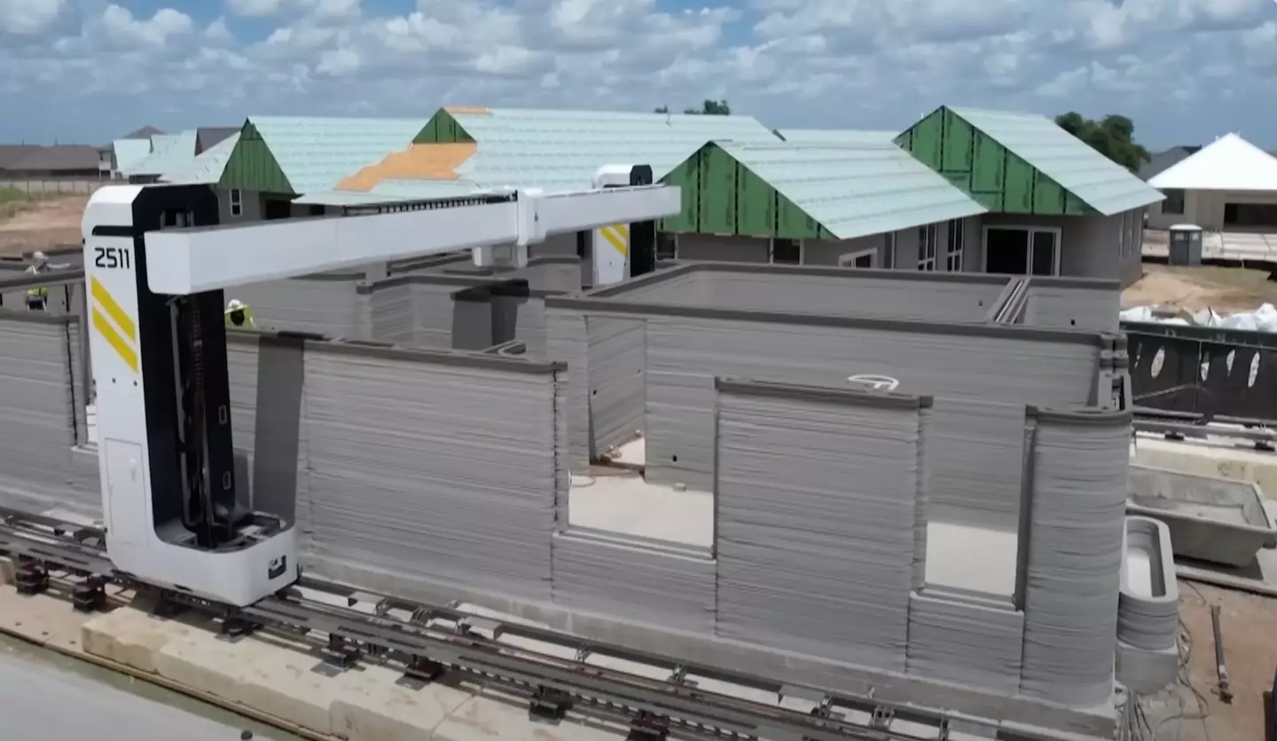 The homes are being built by a robotic printer (YouTube/@telegraph)